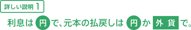 詳しい説明1 利息は円で、元本の払戻しは円か外貨で。