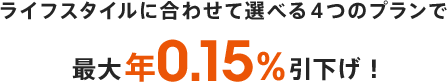 ライフスタイルに合わせて選べる4つのプランで最大年0.15％引下げ！